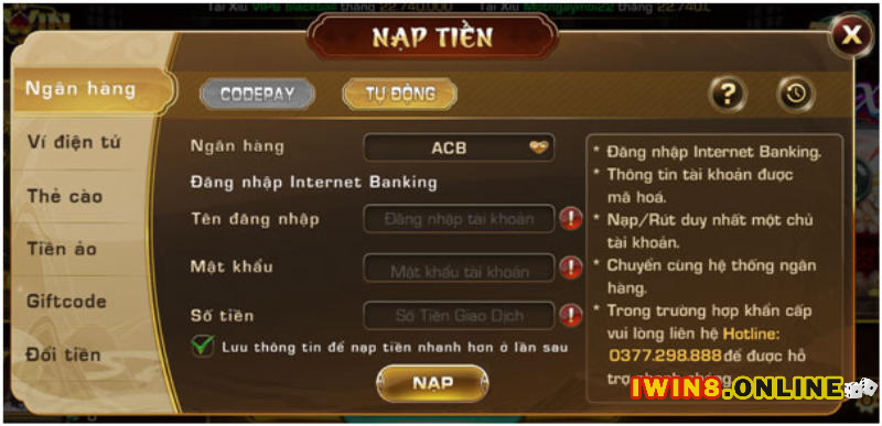 nạp codepay iwin